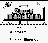 Super Mario Land title screen for GameBoy